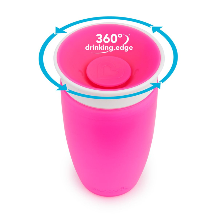 Munchkin Tasse d'Apprentissage Miracle 360, Tasse qui Change de Couleur  pour Bébé et Nourrisson, Antifuites sans BPA, Compatible Lave-Vaisselle,  Verre Bébé 12 mois et plus - 266 ml, rose : : Bébé